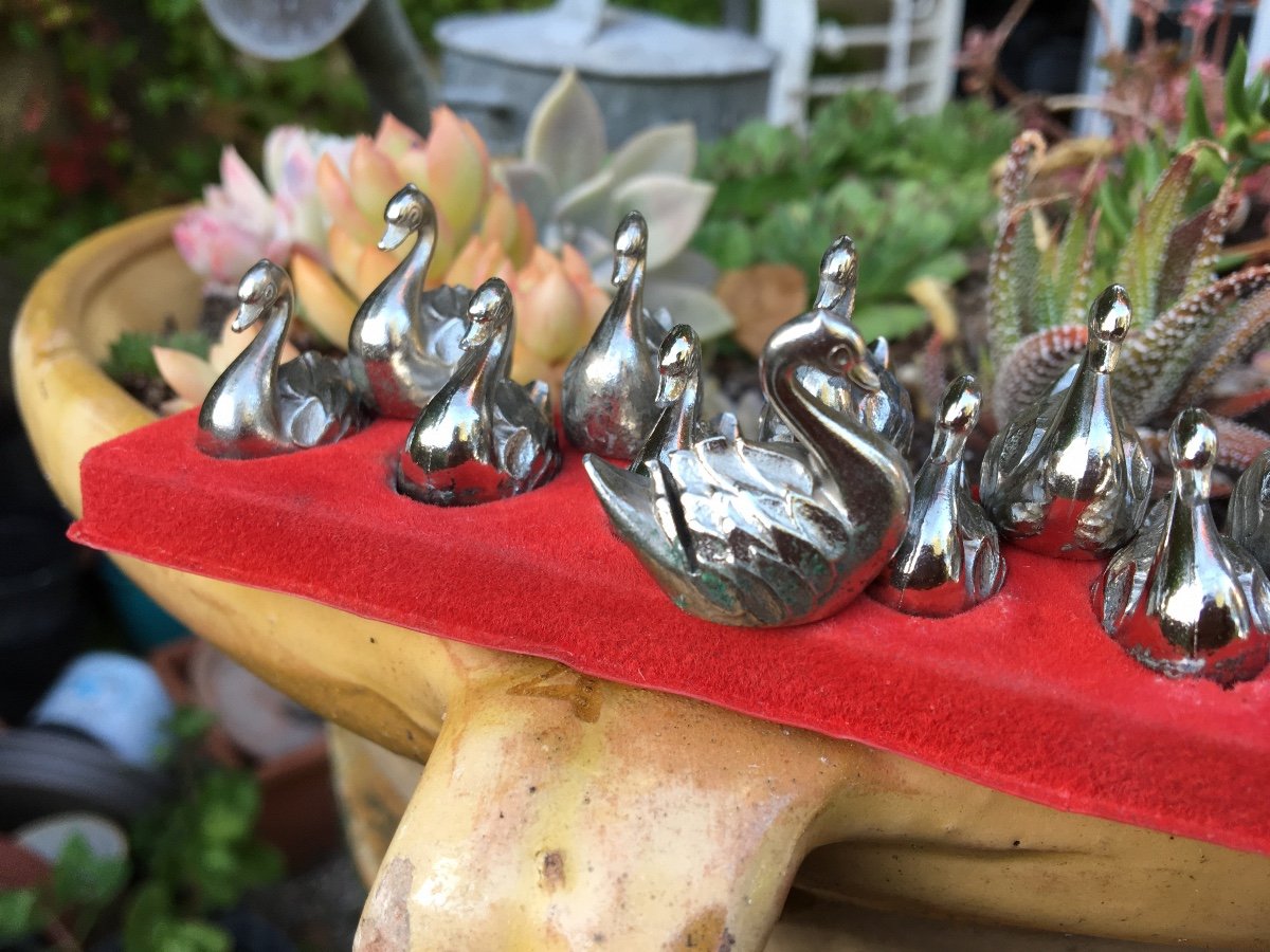 Swan Menu Holders In Silver Metal-photo-4