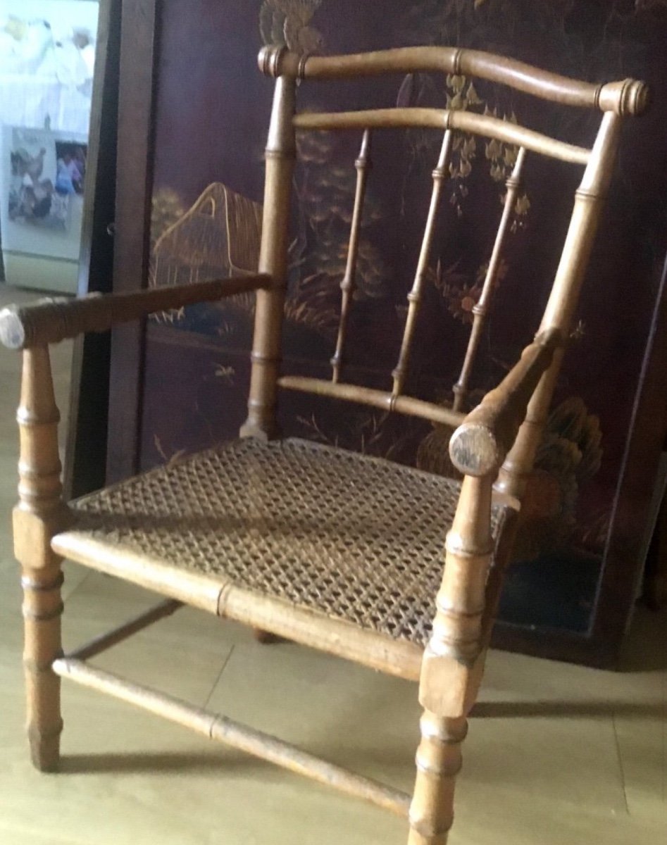 Children's Or Doll's Armchair Bamboo Model-photo-2