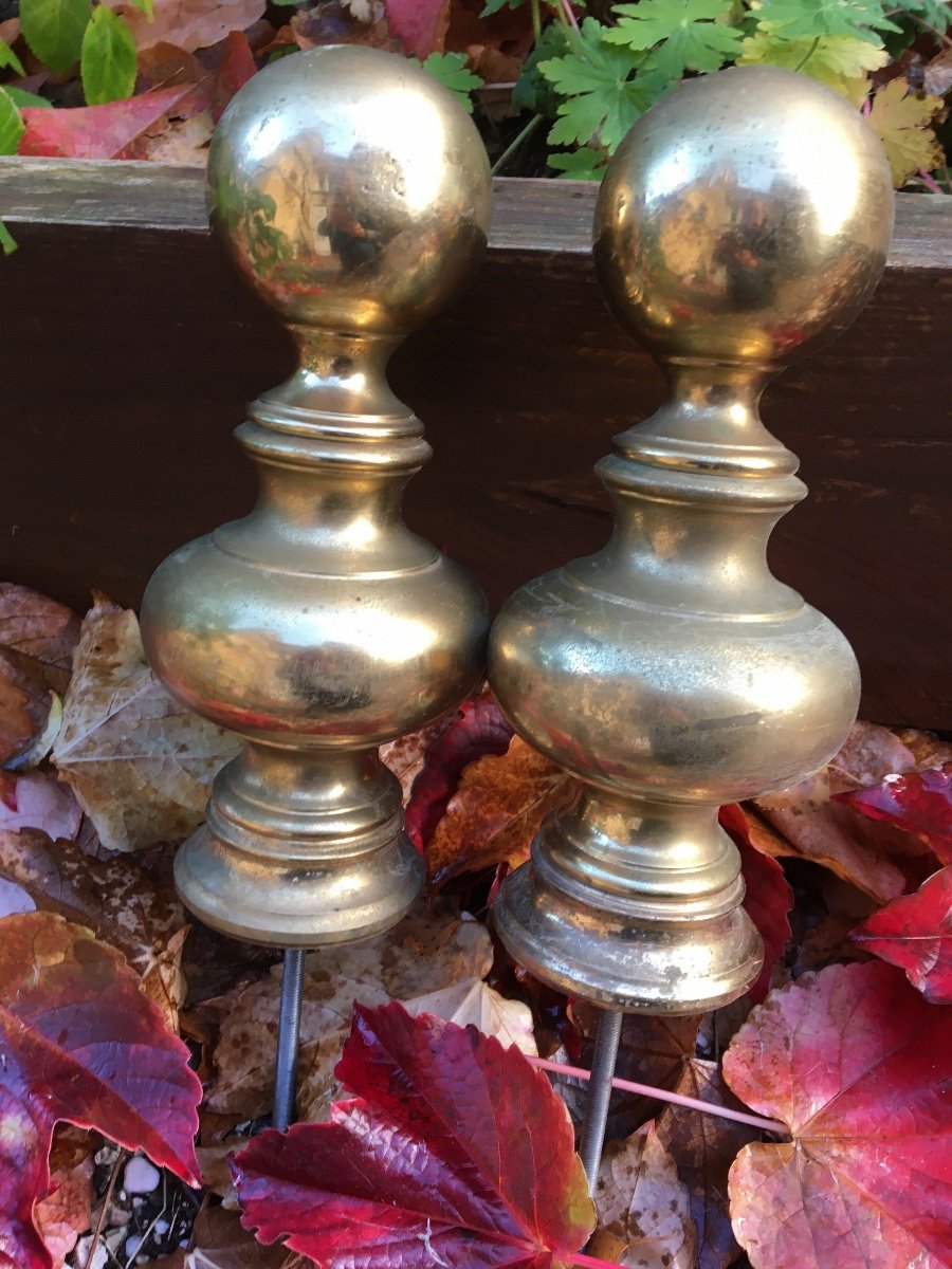 Pair Of Golden Brass Stall Balls