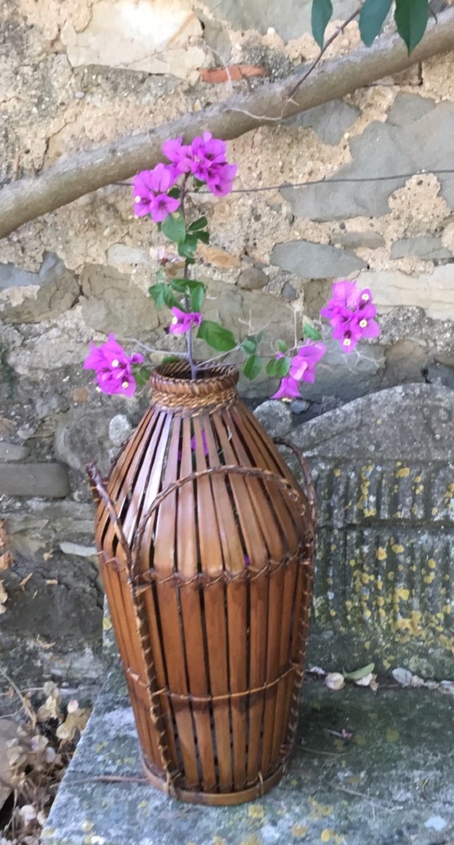 Important Vase à Ikebana En Osier Courbé (54 cm) -photo-4