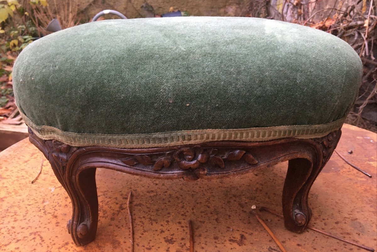 Louis XV Style Carved Wooden Footrest Stool-photo-2