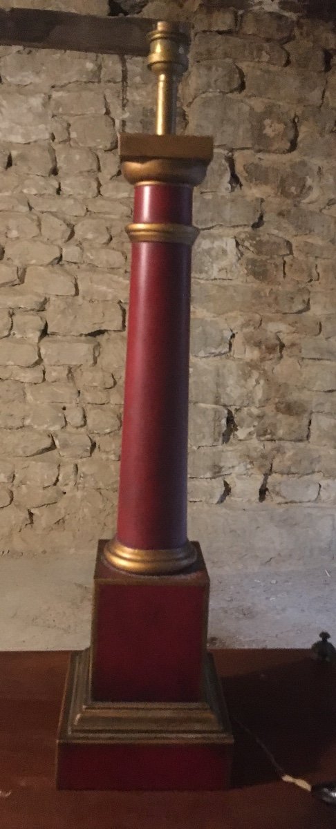 Large Red Lacquered Sheet Metal Lamp