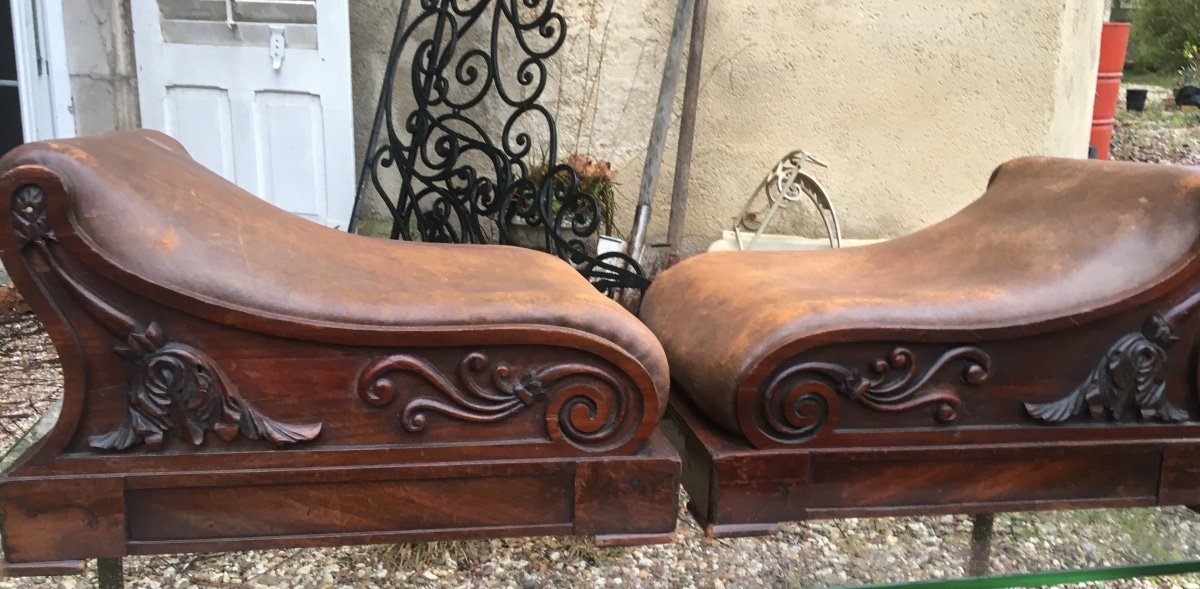 The Pair Of English Mahogany Footrests-photo-8