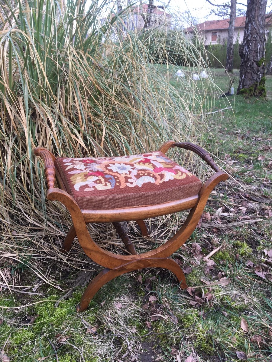 Tabouret Curule De Style Restauration-photo-6