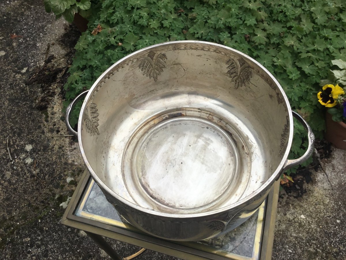 Silver Metal Cooler With Ferns, Art Deco -photo-2