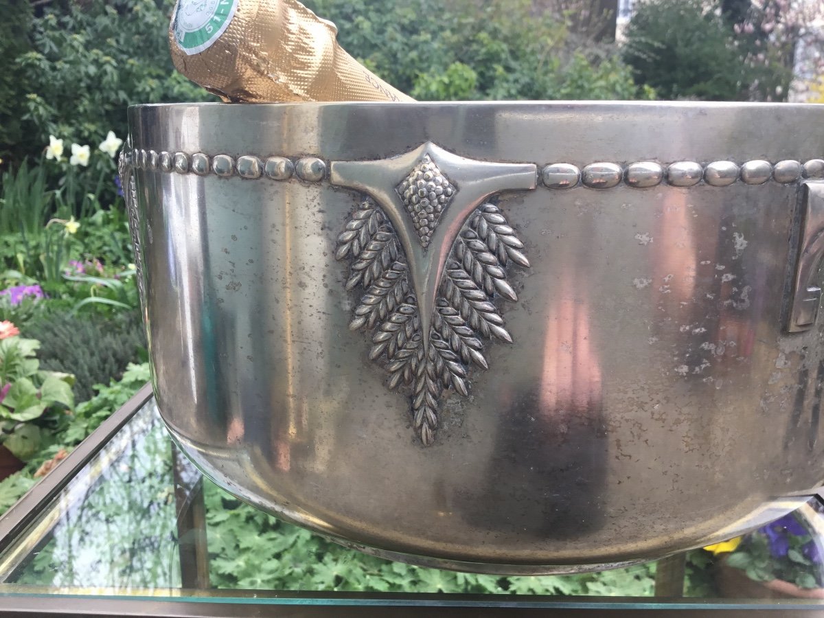 Silver Metal Cooler With Ferns, Art Deco -photo-5