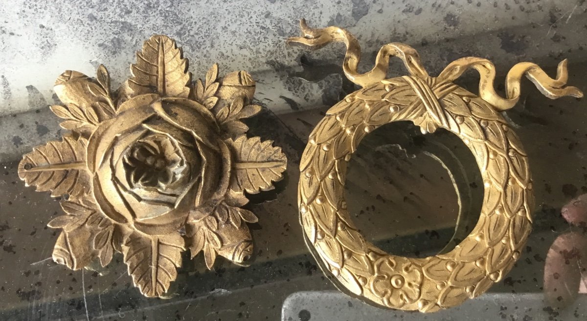 The Two Small Bronze Furnishing Decors In Gilt Bronze