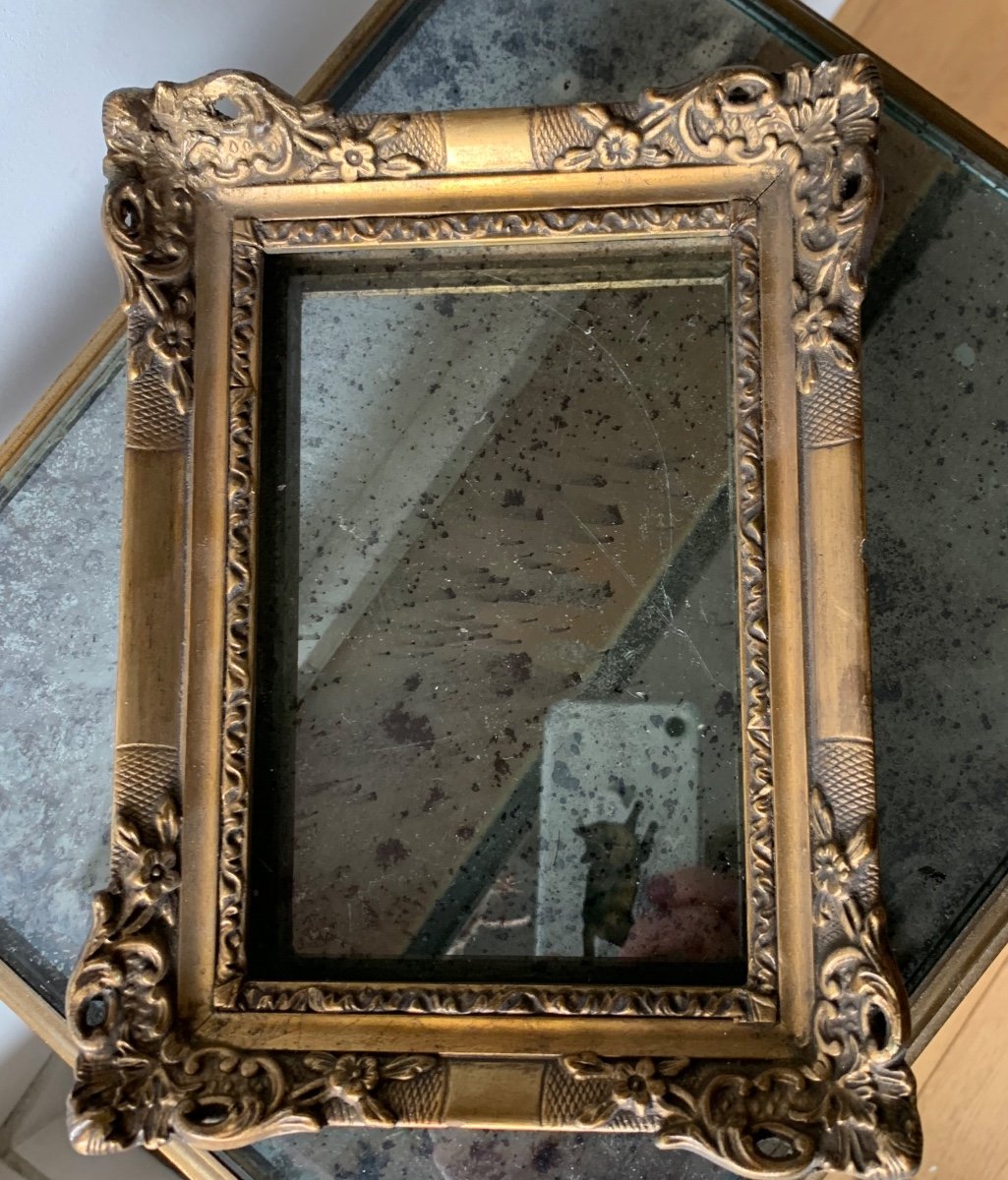 Small Frame In Wood And Golden Stucco