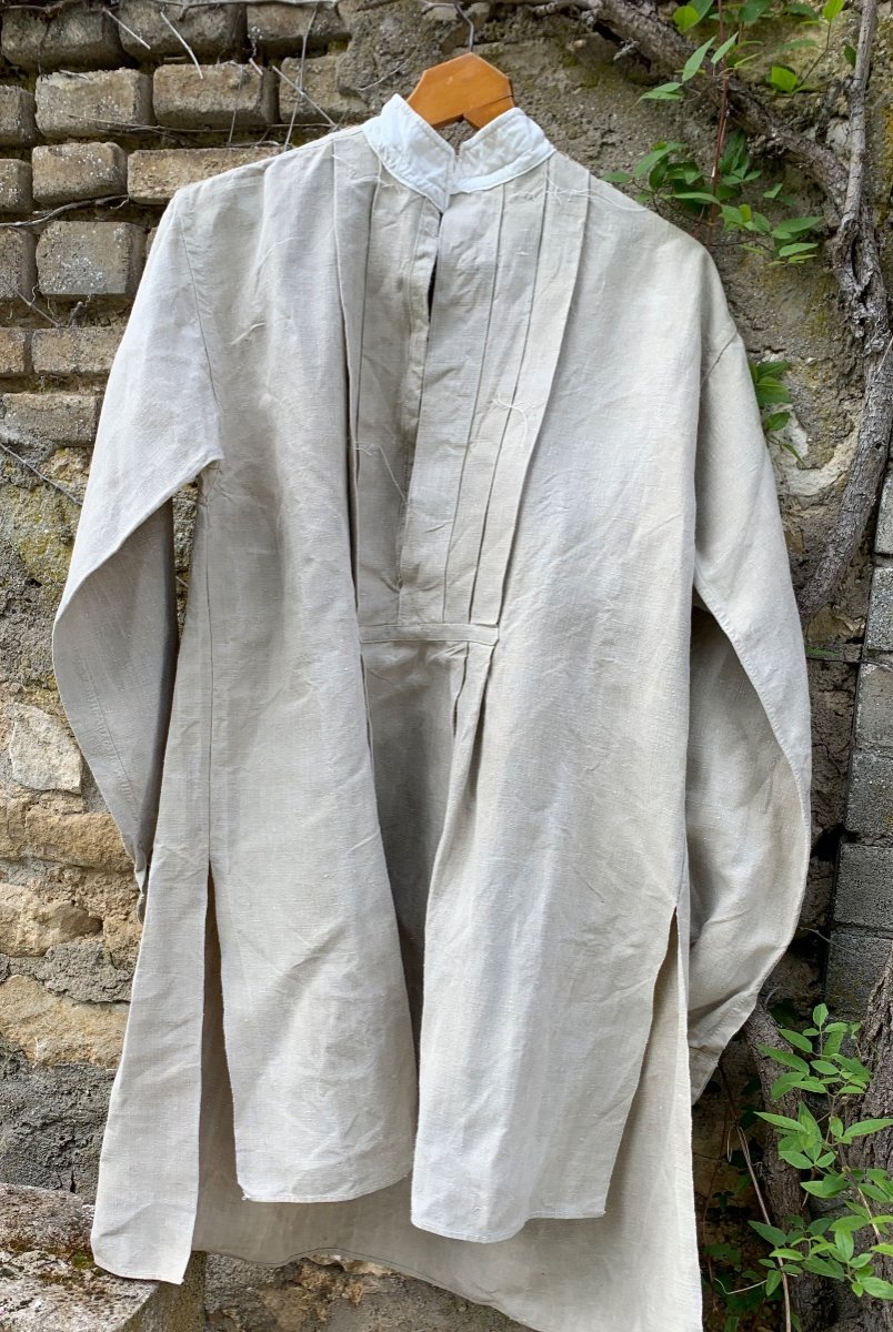 Chemise De Travail Ancienne En Lin, Chanvre Français,