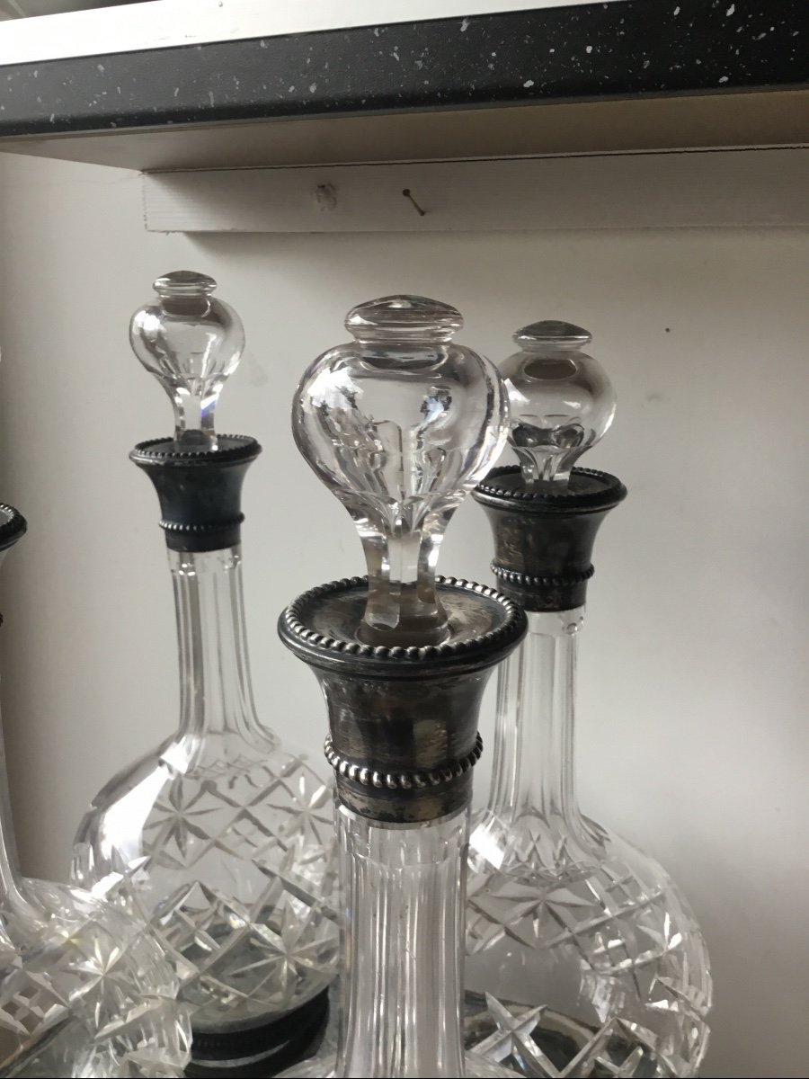 The Suite Of 4 Crystal And Silver Carafes -photo-3