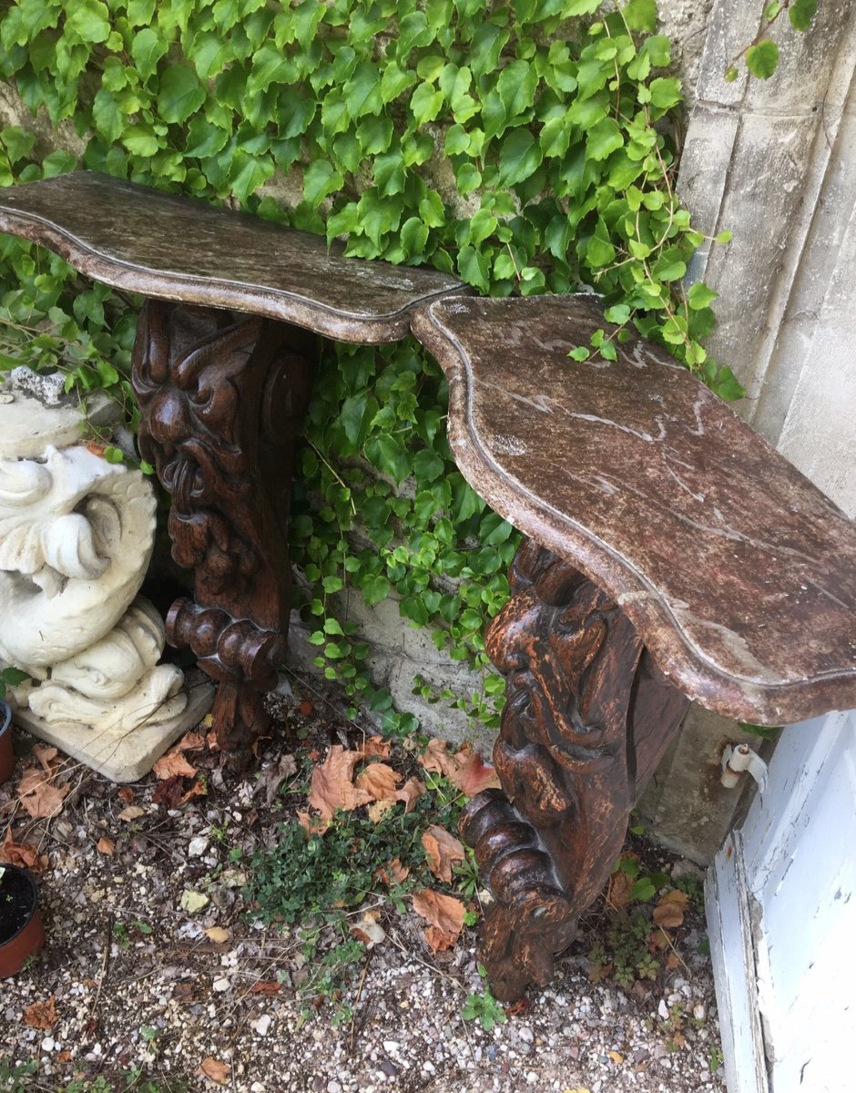 Pair Of Wooden Consoles Decorated With Grotesques -photo-7