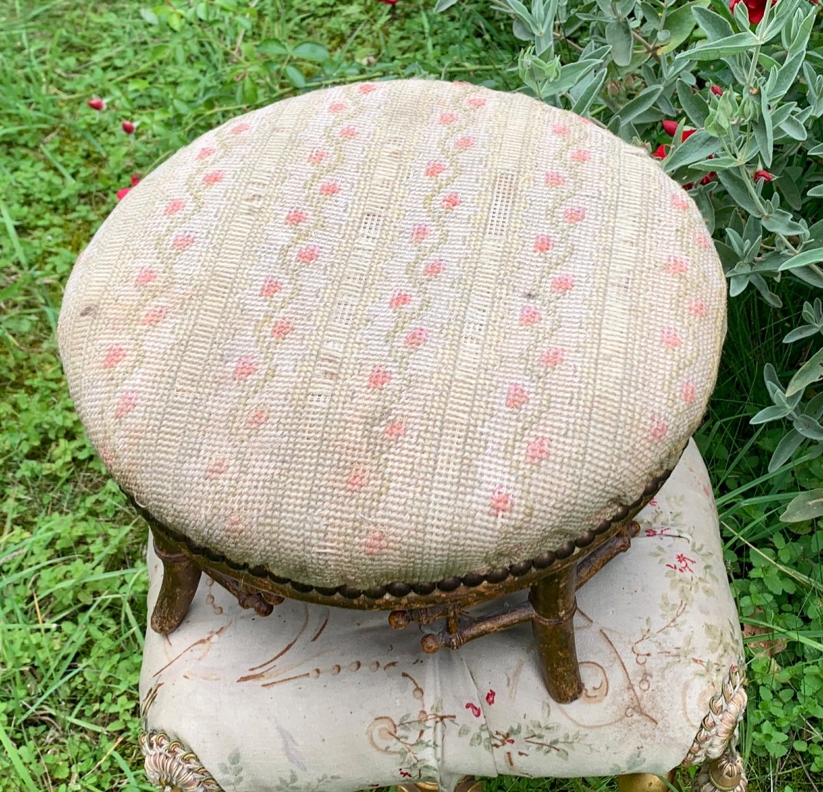 Petit Tabouret De Pied Chinoisant Bambou, Vers 1900-photo-2