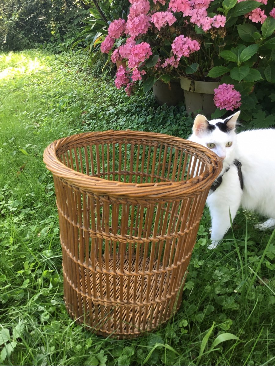 Large Woven Wicker Wastebasket -photo-3