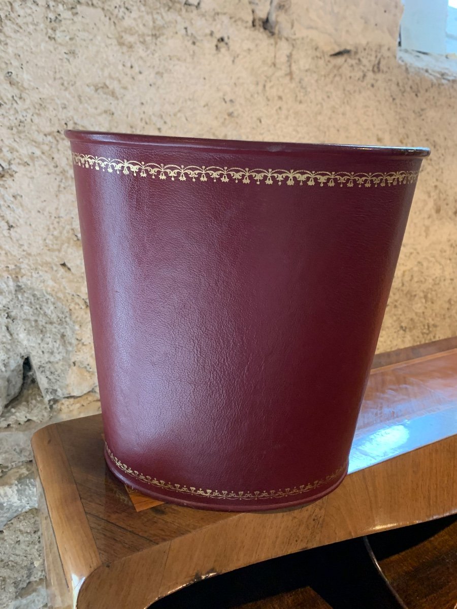 Desk Set Basket And Desk Mat In Red Leather -photo-4