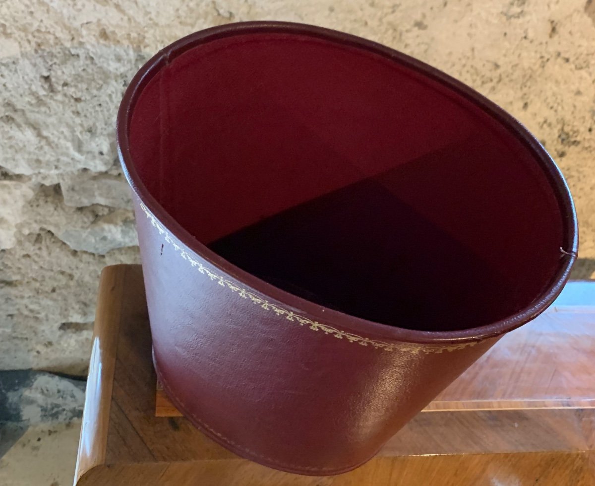 Desk Set Basket And Desk Mat In Red Leather -photo-5