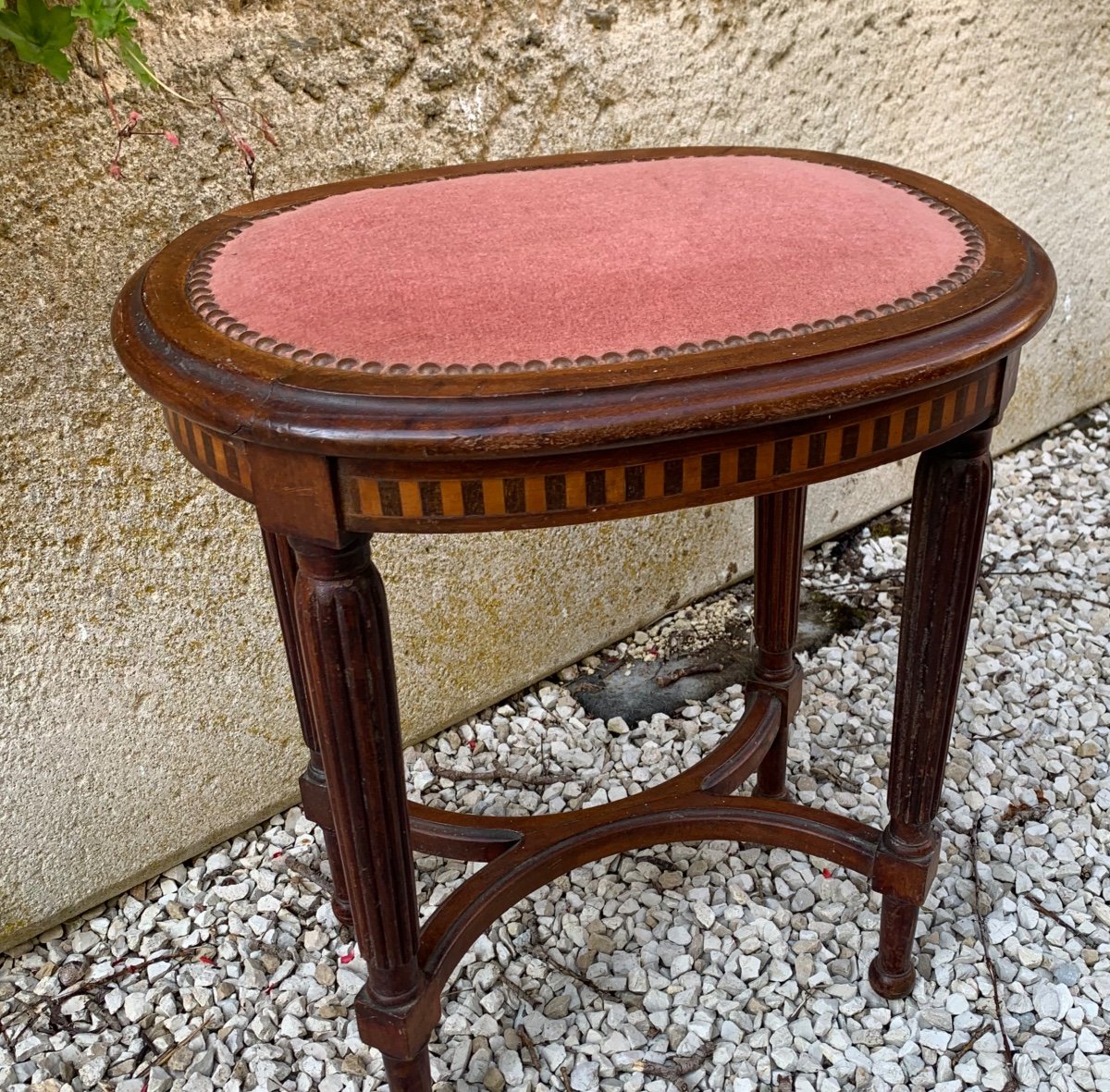 Tabouret De Style Louis XVI Marqueté-photo-2