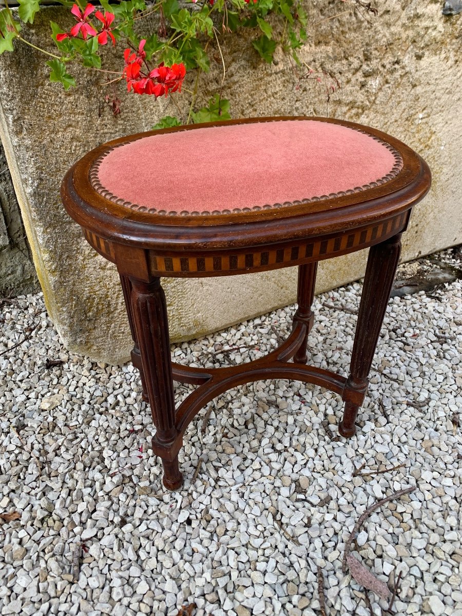 Tabouret De Style Louis XVI Marqueté-photo-3