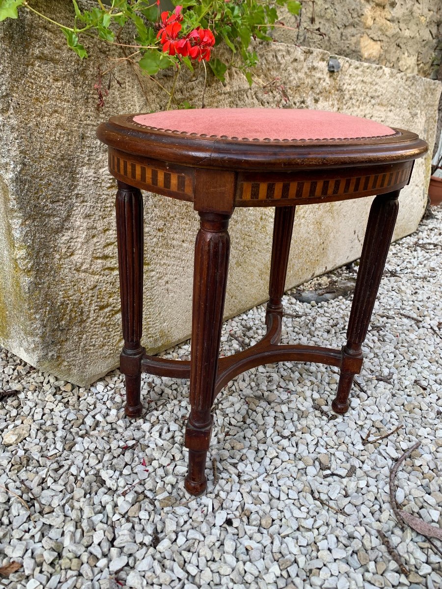 Tabouret De Style Louis XVI Marqueté-photo-1