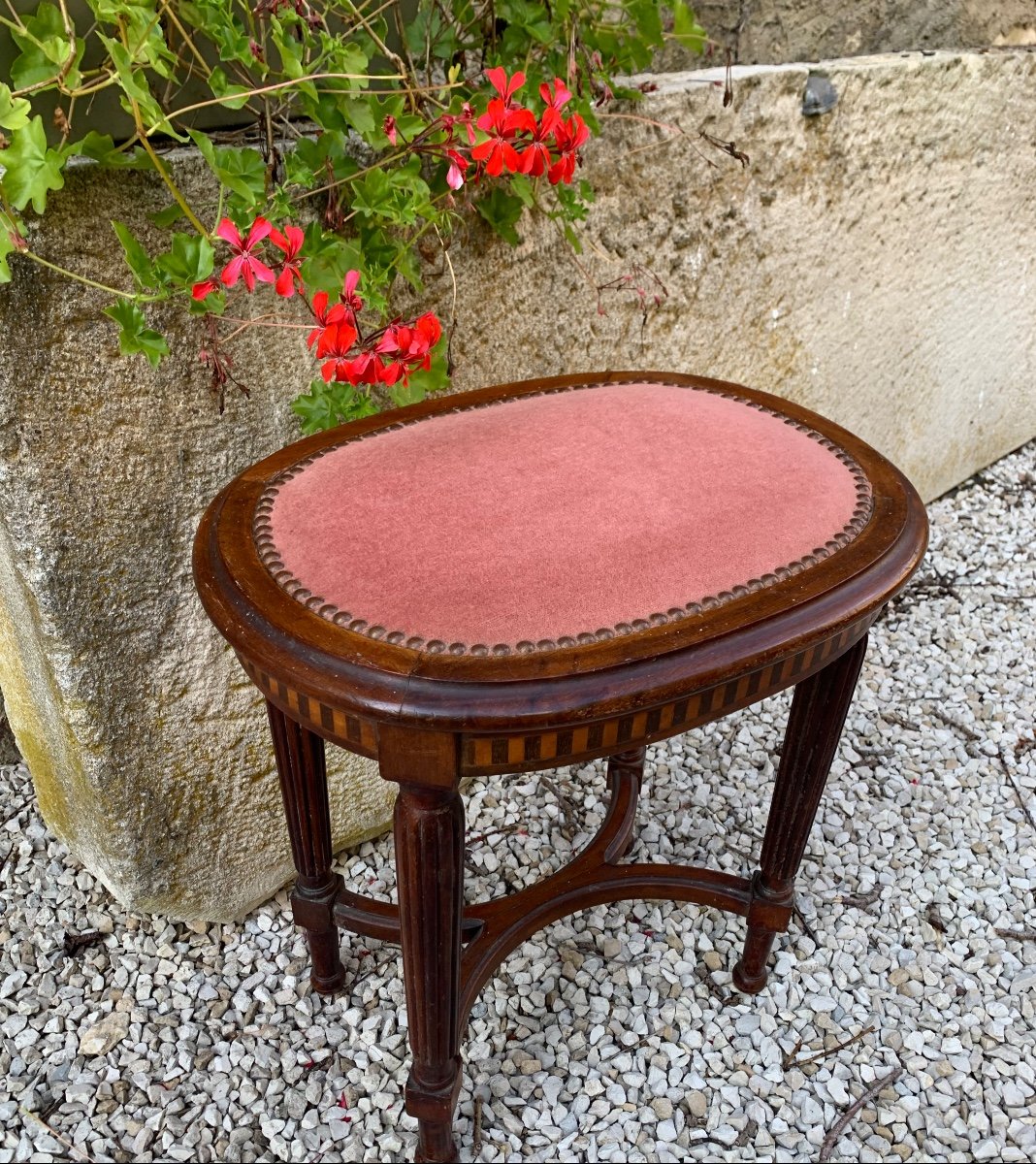 Tabouret De Style Louis XVI Marqueté-photo-2