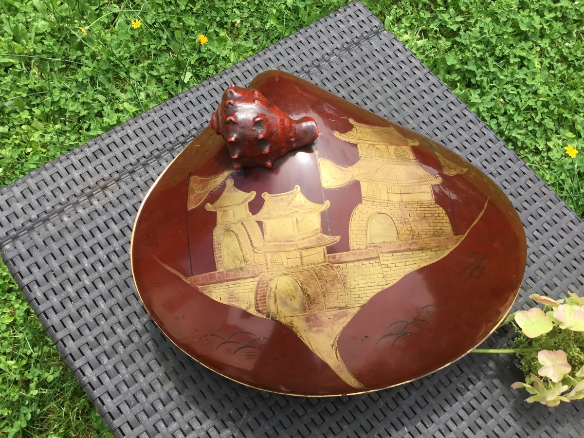 Lacquered Shell-shaped Box Decorated On All Sides -photo-5