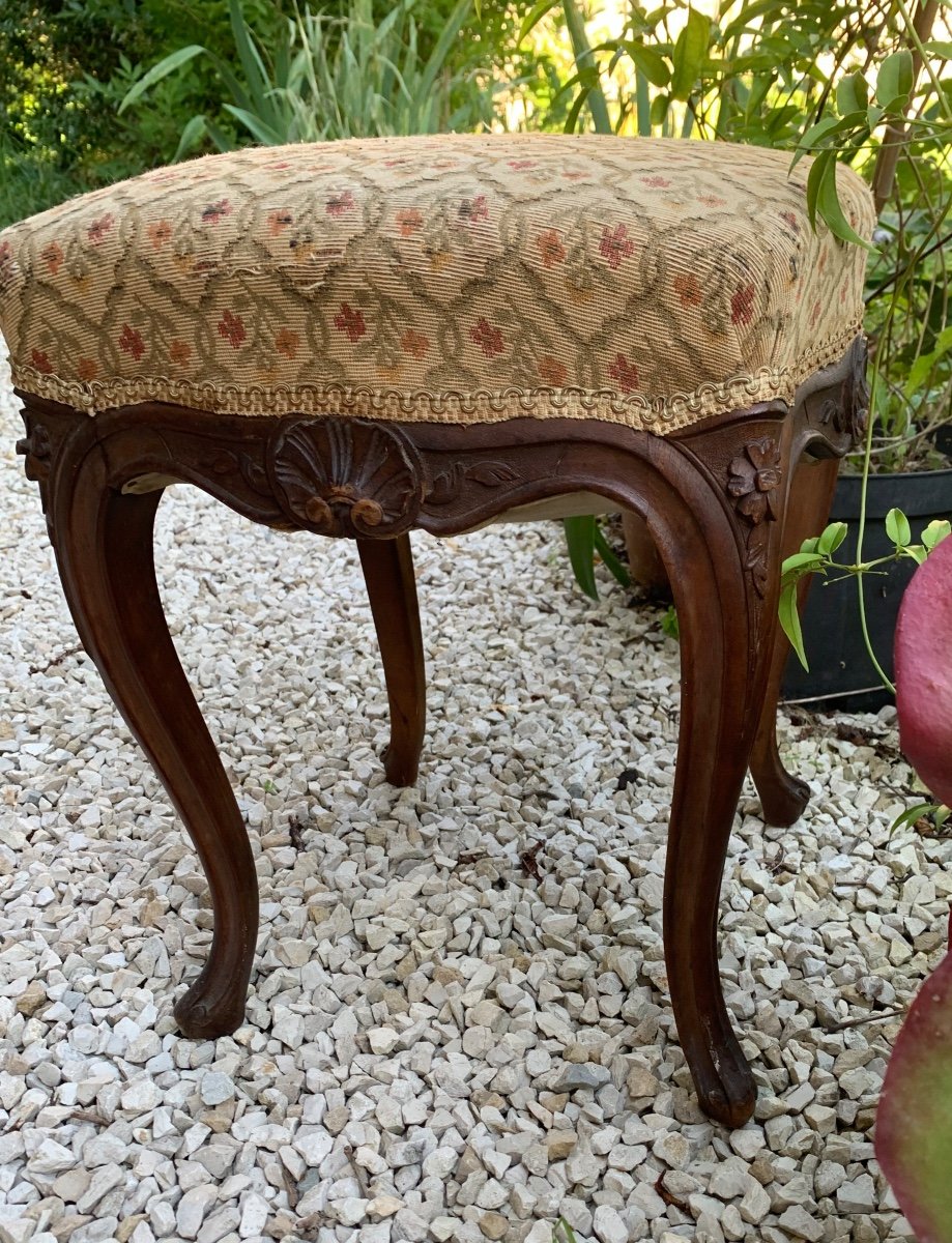 Tabouret Pouf , En Bois Naturel Sculpté -photo-2