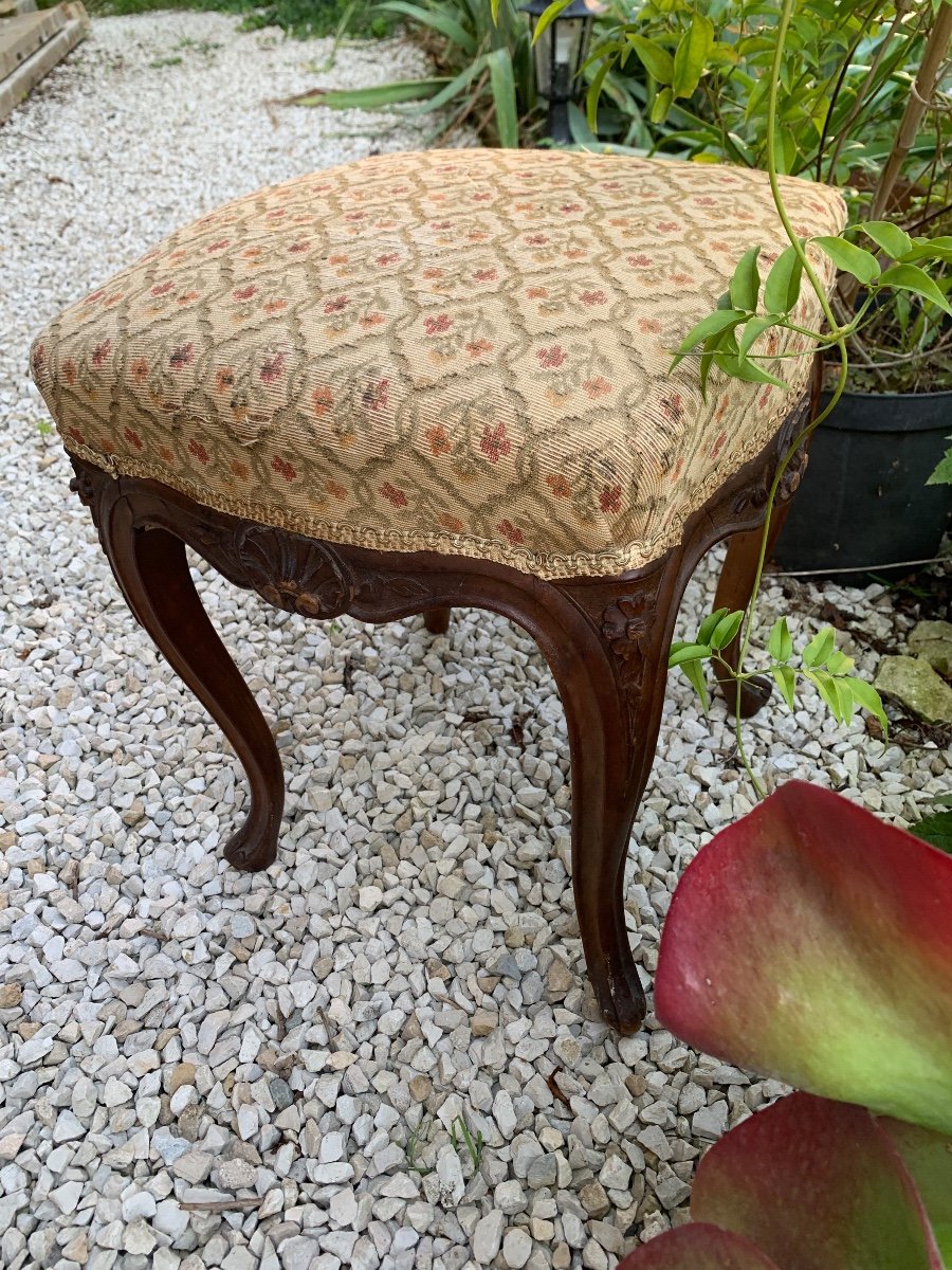 Tabouret Pouf , En Bois Naturel Sculpté -photo-3