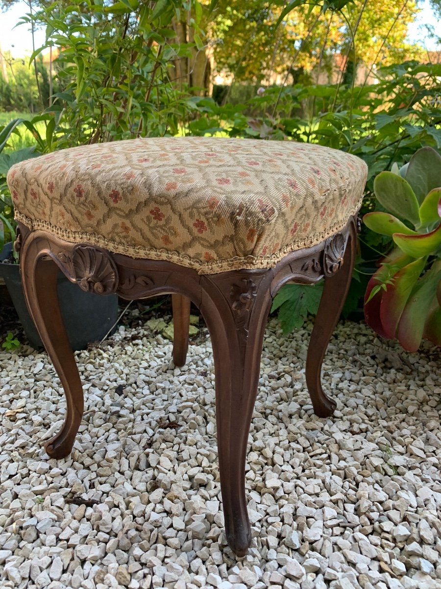 Tabouret Pouf , En Bois Naturel Sculpté -photo-4