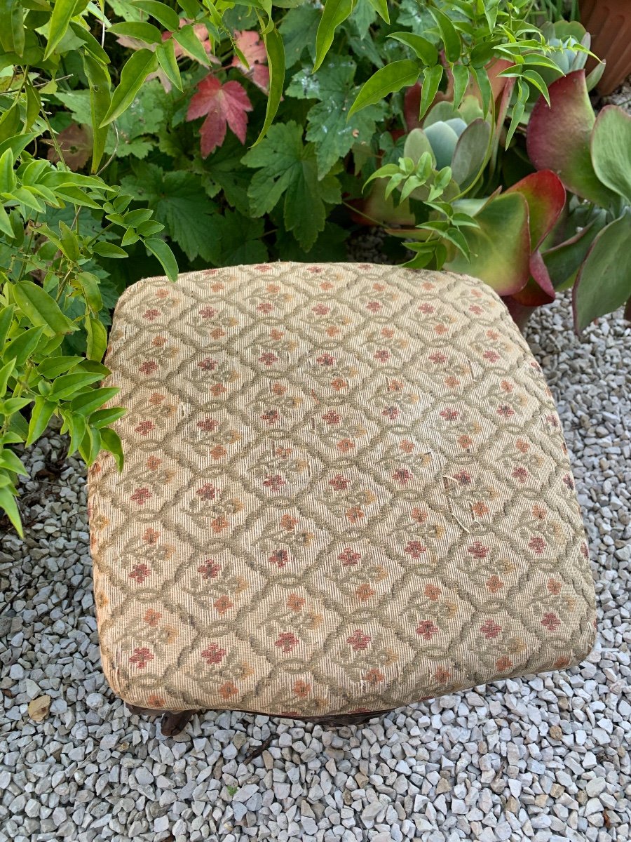 Tabouret Pouf , En Bois Naturel Sculpté -photo-1