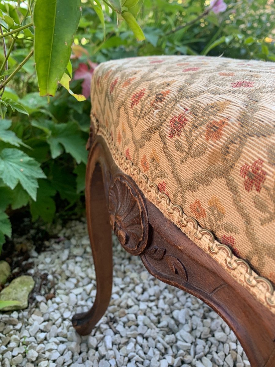 Tabouret Pouf , En Bois Naturel Sculpté -photo-2