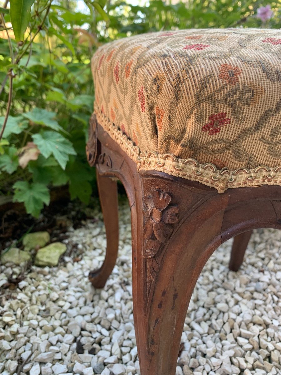 Tabouret Pouf , En Bois Naturel Sculpté -photo-3