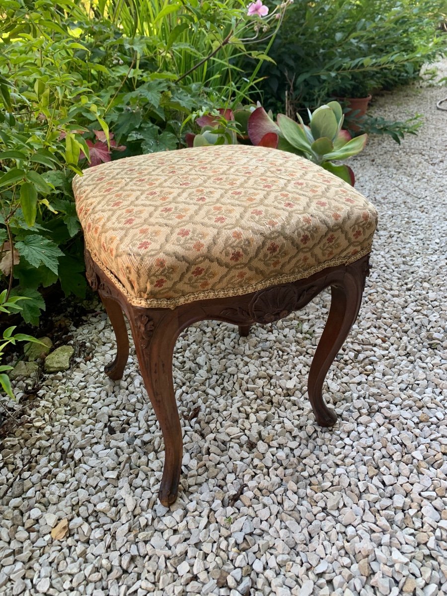 Tabouret Pouf , En Bois Naturel Sculpté -photo-5