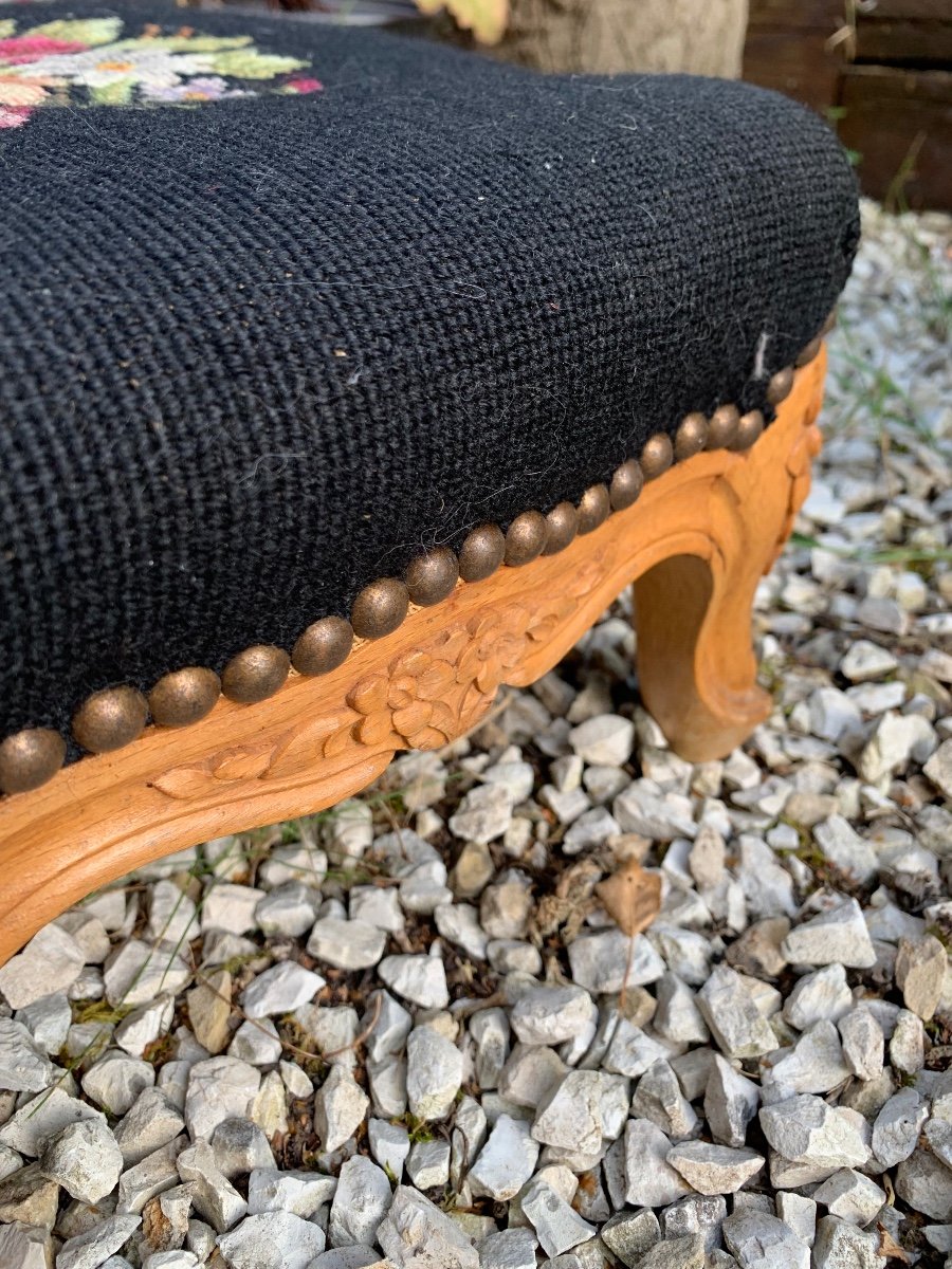 Footrest Covered With Needlepoint Tapestry -photo-5