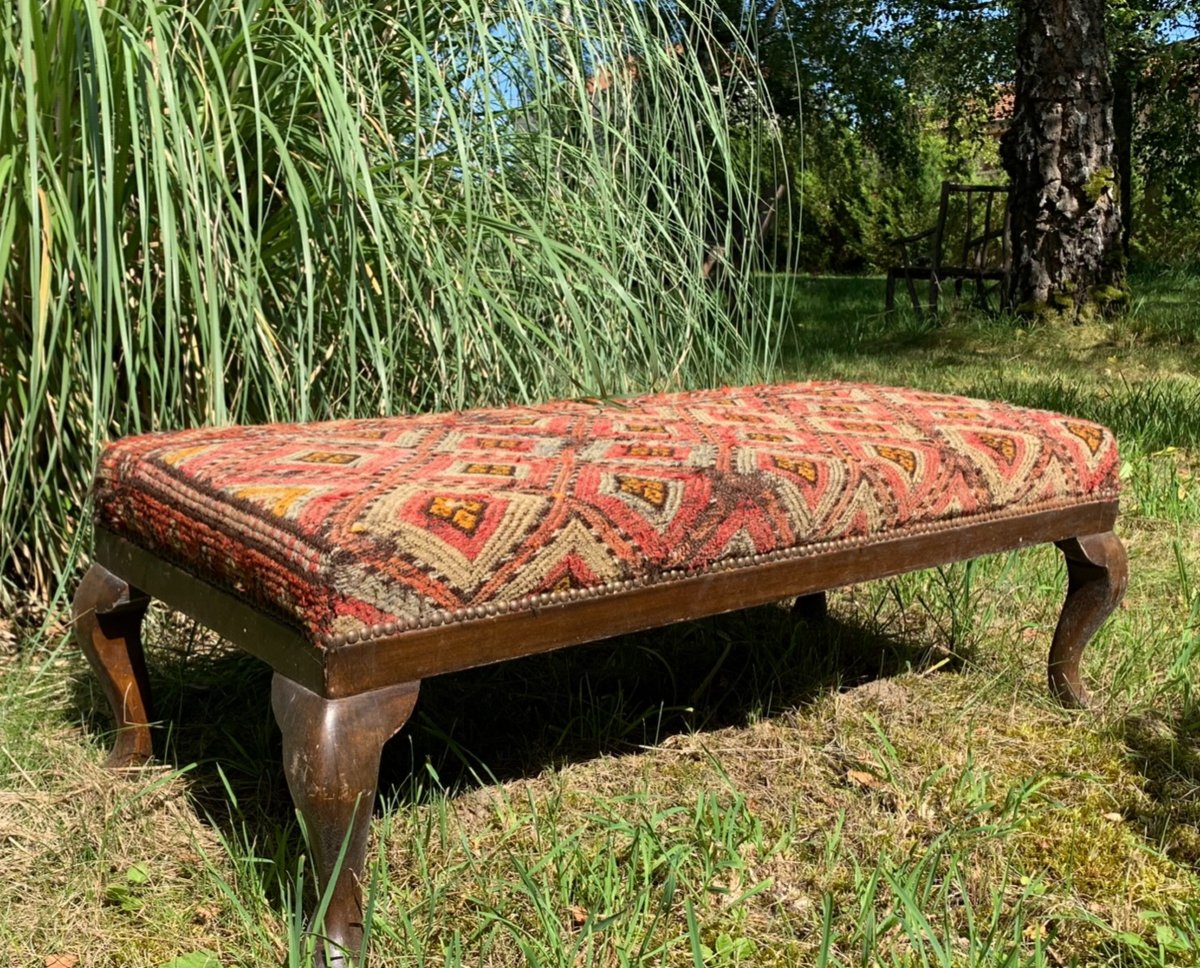 English Bench Covered With An Oriental Rug -photo-4