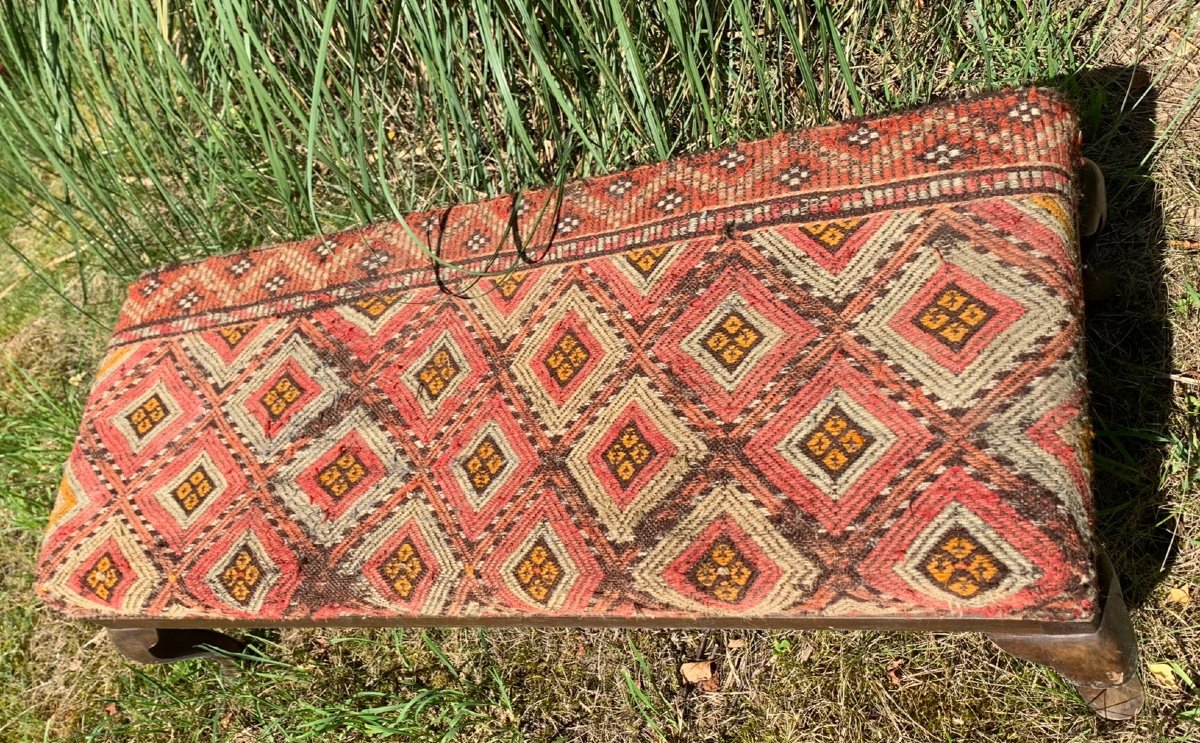 English Bench Covered With An Oriental Rug -photo-3