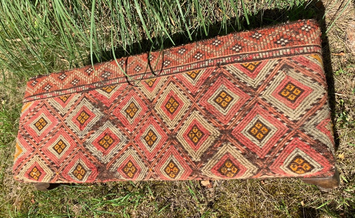 English Bench Covered With An Oriental Rug -photo-4