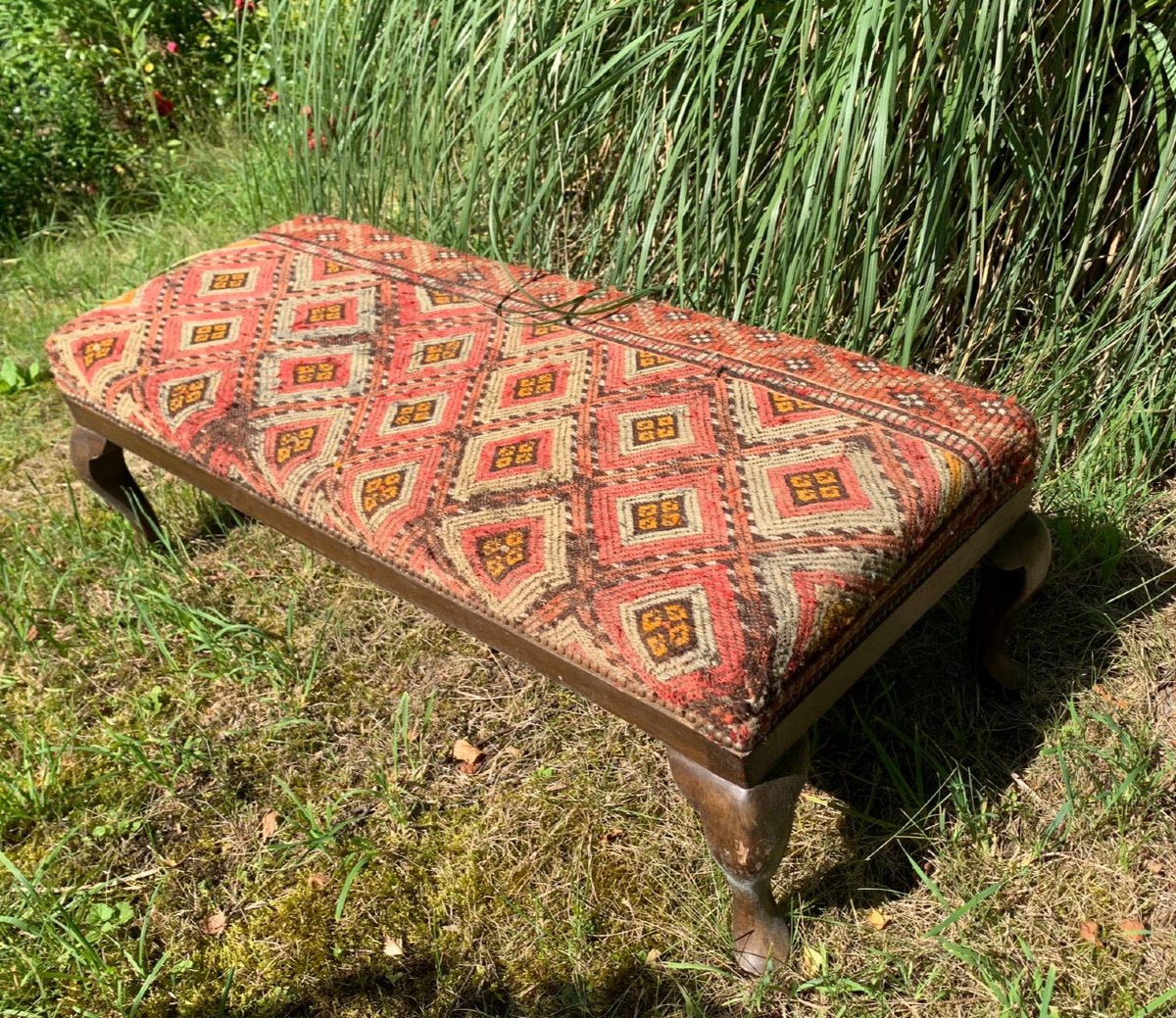 English Bench Covered With An Oriental Rug -photo-7