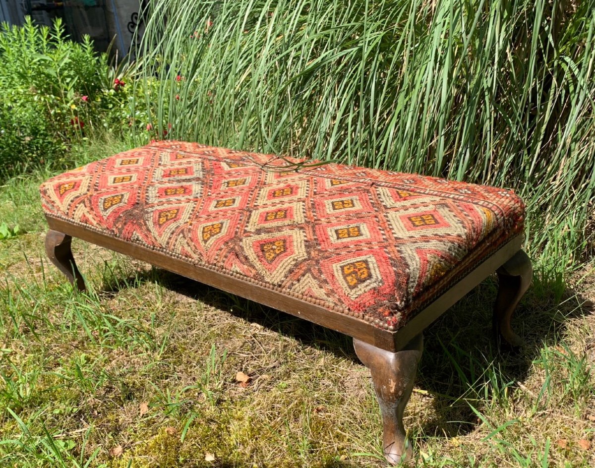 English Bench Covered With An Oriental Rug -photo-8