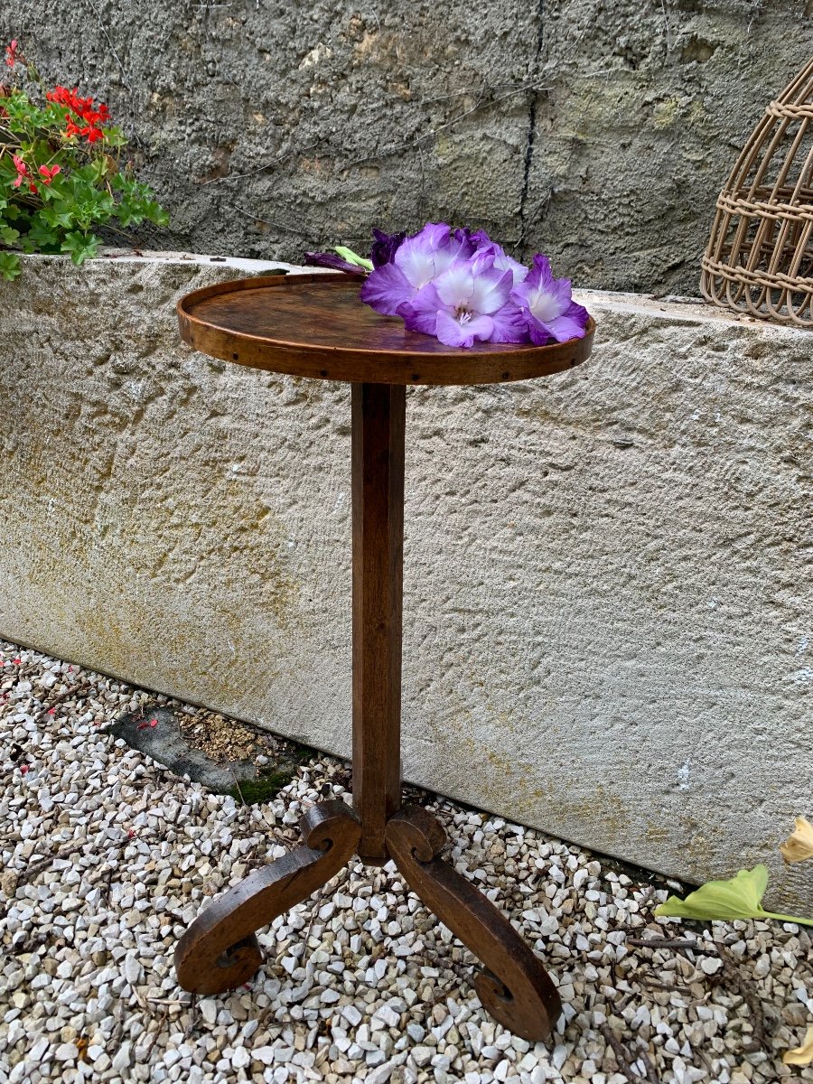 Very Small Natural Wood Side Table -photo-2