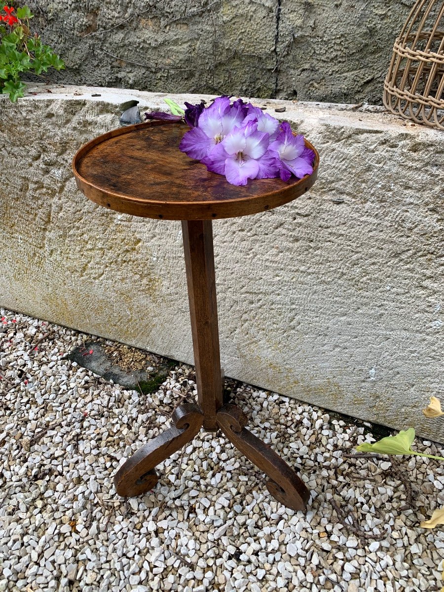 Very Small Natural Wood Side Table -photo-3