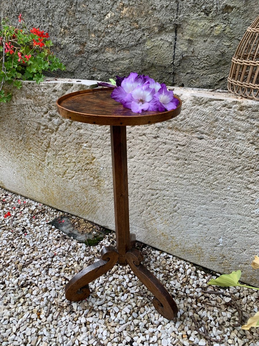 Very Small Natural Wood Side Table -photo-1