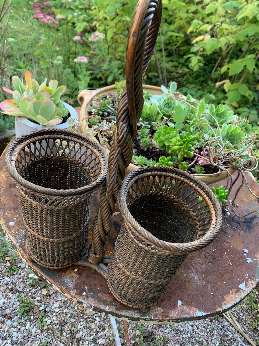 Art Populaire Porte Bouteilles En Osier Tressé -photo-1