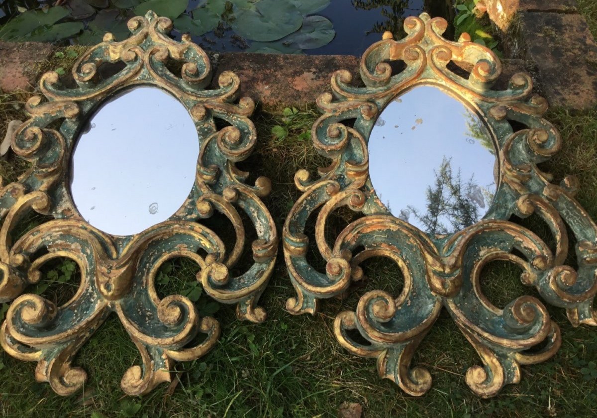 Pair Of Italian Rococo Style Mirrors-photo-2