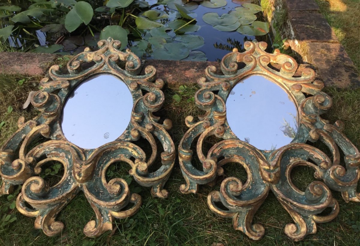 Pair Of Italian Rococo Style Mirrors-photo-3