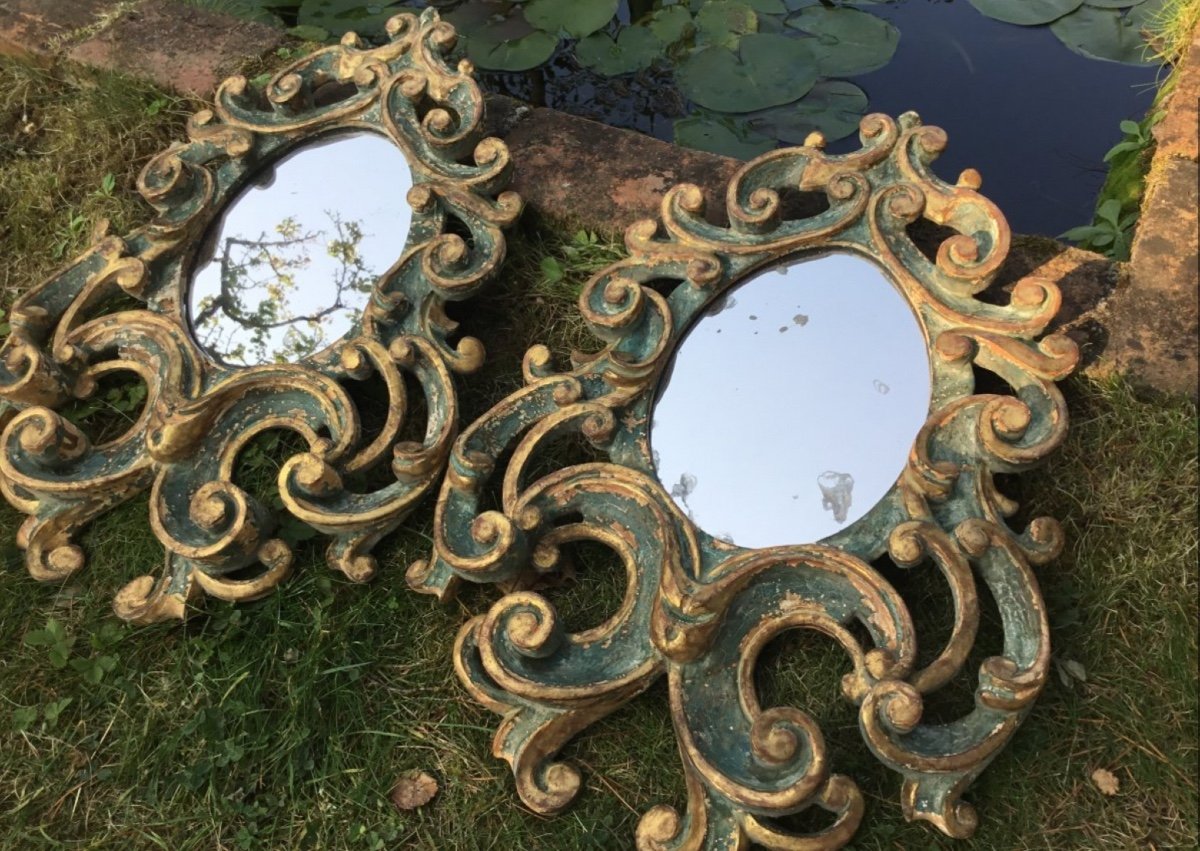 Pair Of Italian Rococo Style Mirrors-photo-4