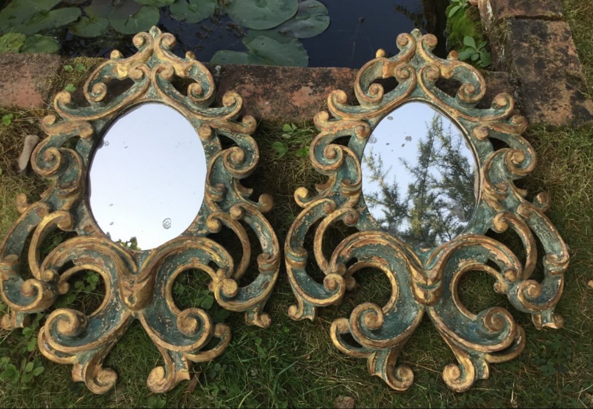 Pair Of Italian Rococo Style Mirrors-photo-2