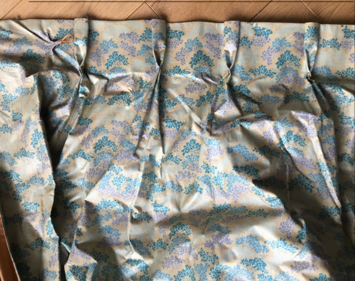 Pair Of Chintz Curtains, Art Nouveau Decor-photo-1