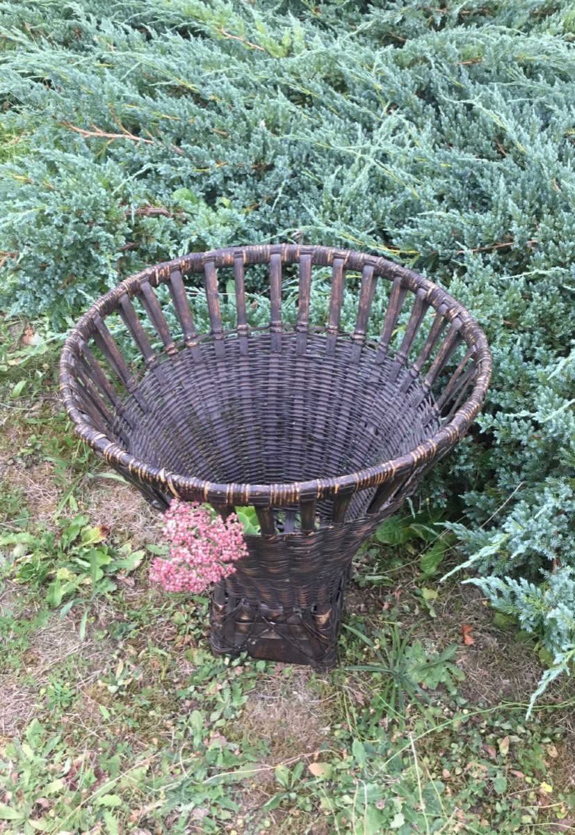 Ikebana Basket, Imposing Woven Bamboo Basket -photo-3