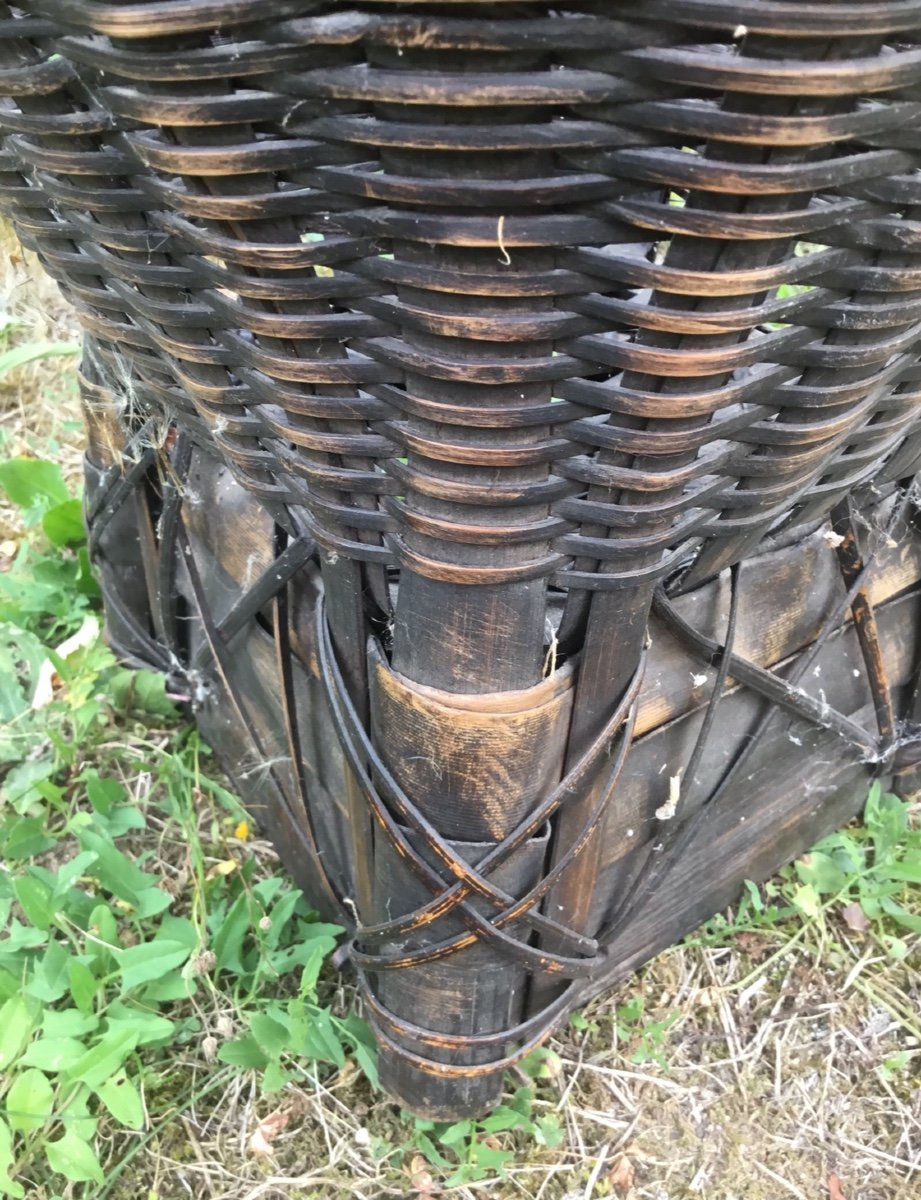 Ikebana Basket, Imposing Woven Bamboo Basket -photo-3