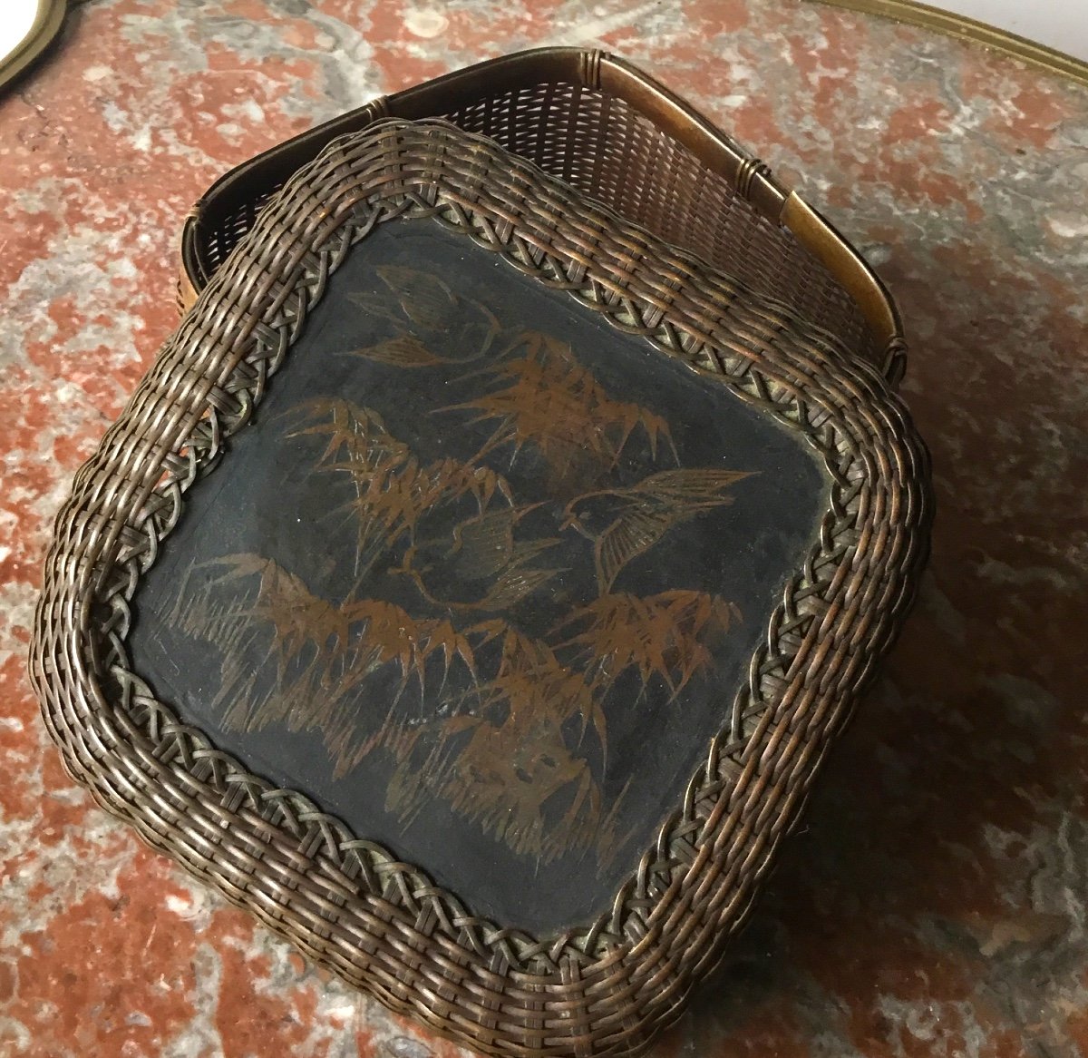 Japanese Braided Brass Jewelry Box, Circa 1900