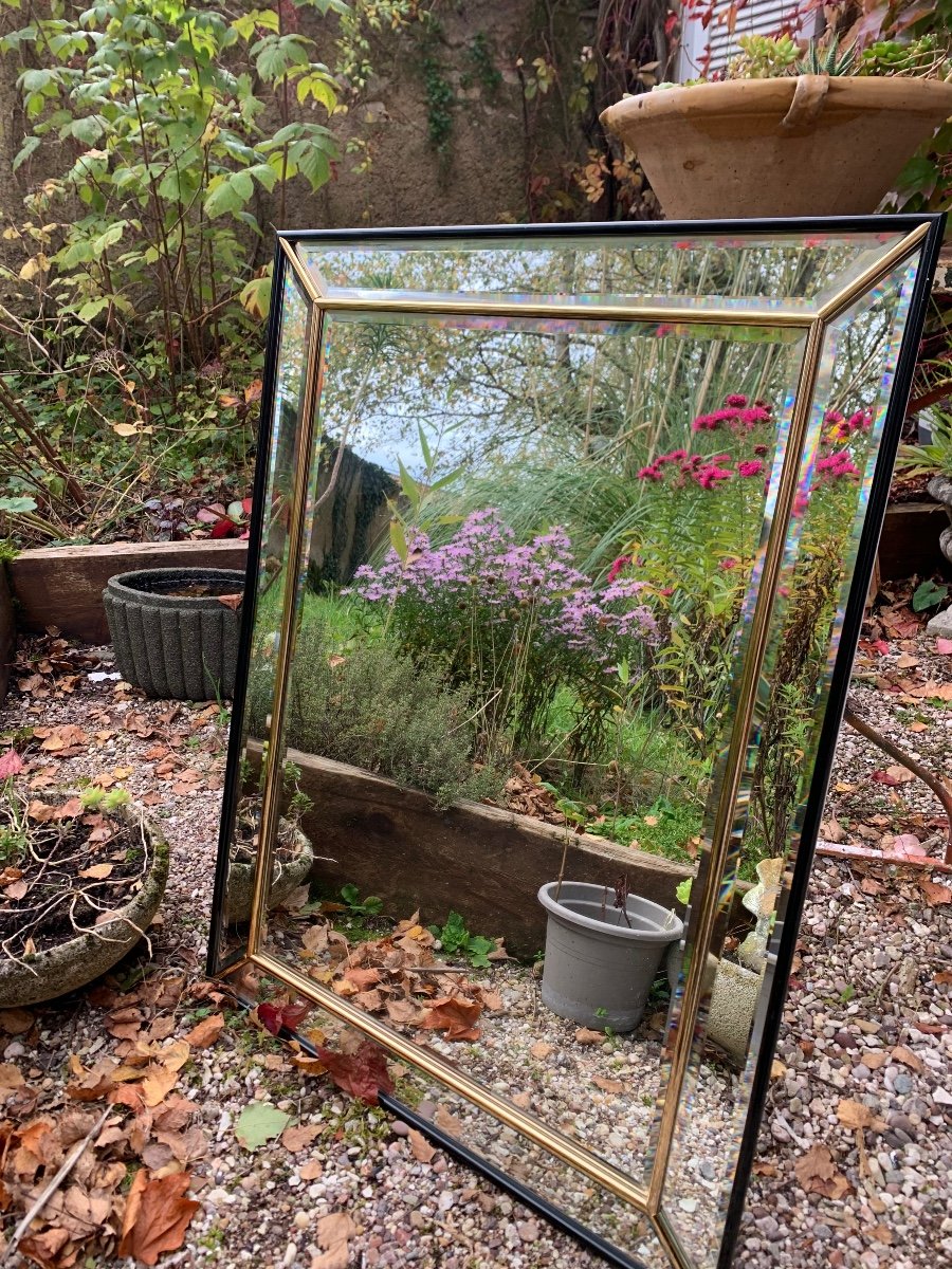 Baker Furnitures, Brass Fillet Beveled Mirror, 1950s-photo-5